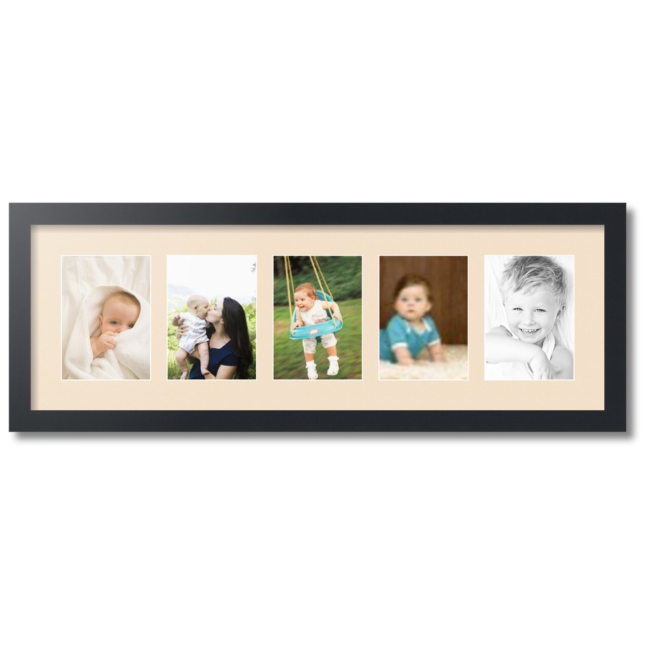 ArtToFrames Collage Photo Picture Frame with 5 - 5x7 inch Openings, Framed in Black with Over 62 Mat Color Options and Plexi Glass (CSM-3926-152)